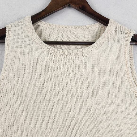 Unbranded Knit Sweater Vest Women S/M Cream Open-Knit Sleeveless Tank Top - Picture 4 of 10